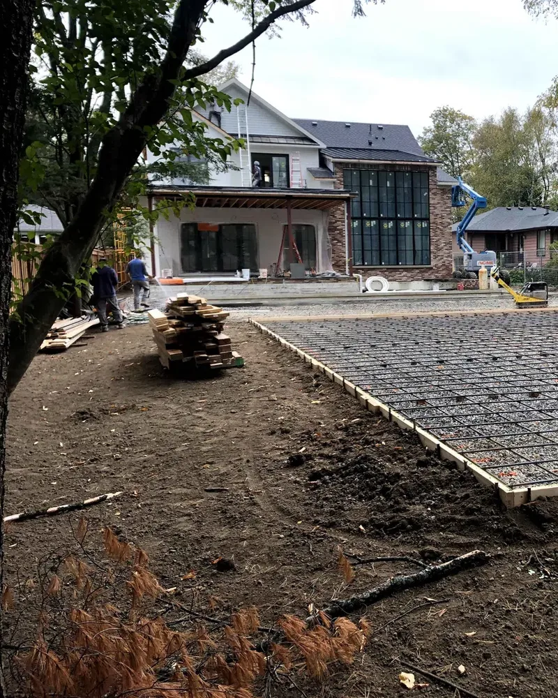 Wood fencing around a residential construction project
