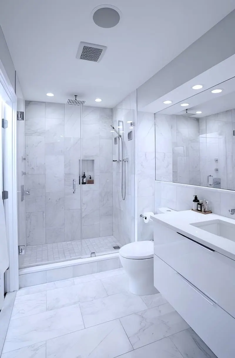 Finished modern bathroom renovation